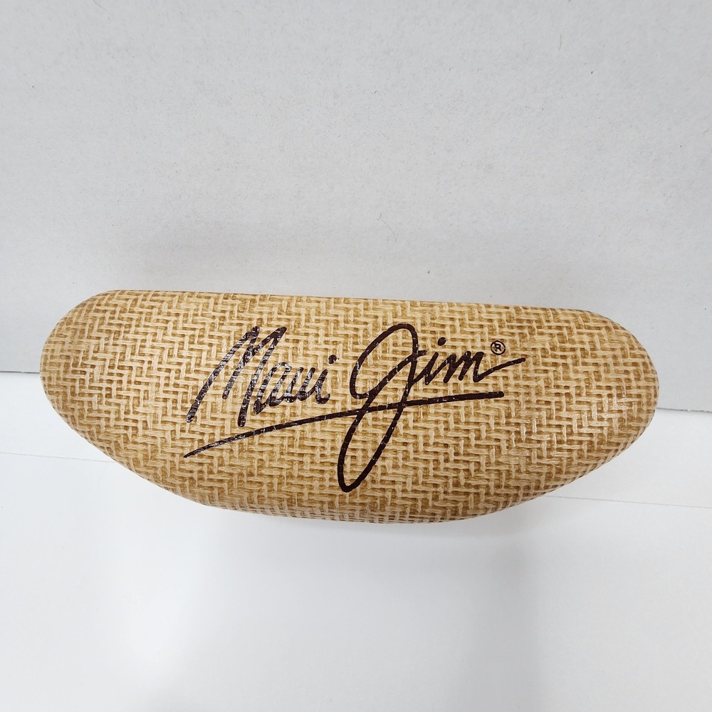 Maui Jim Sunglass EYEGLASS CASE Only Faux Bamboo Basket Weave Hard Clamshell